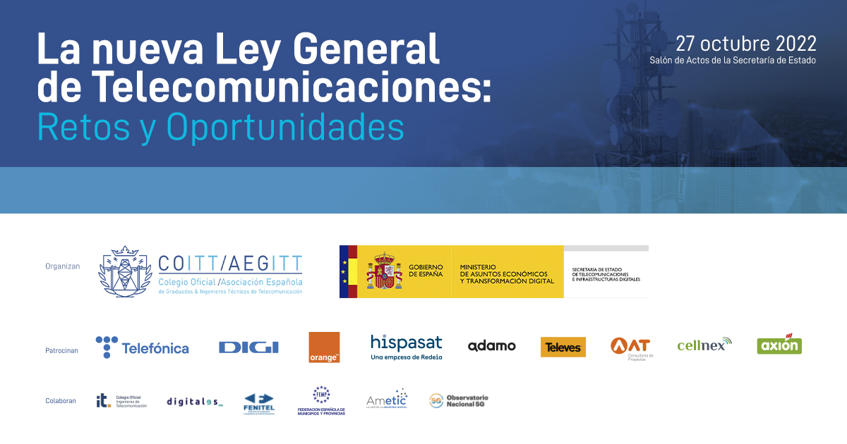 Reserva tu plaza en la jornada sobre «La nueva Ley General de Telecomunicaciones»
