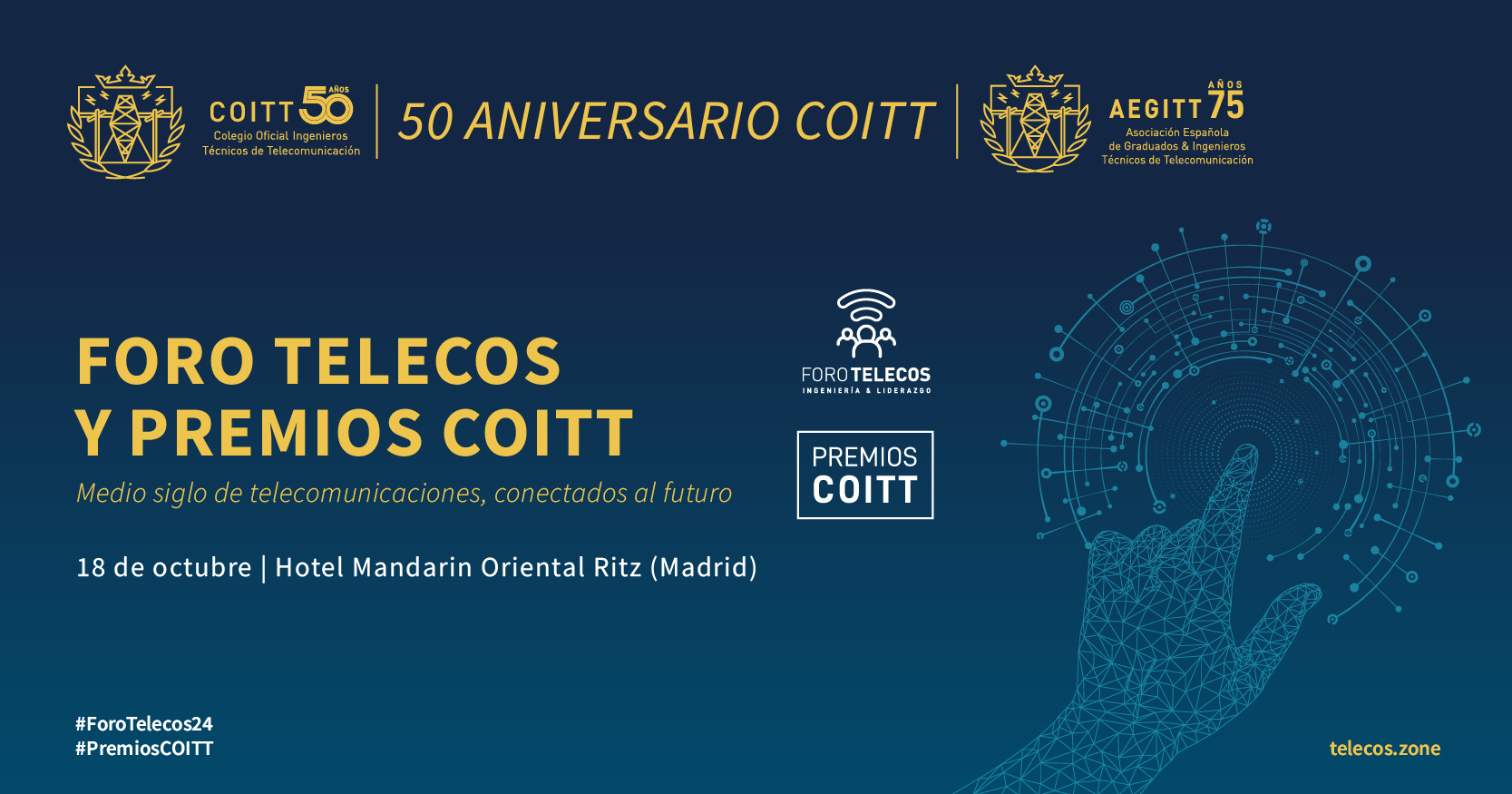 SAVE THE DATE: El 18 de octubre celebramos el 50 Aniversario del COITT y 75 años de la AEGITT
