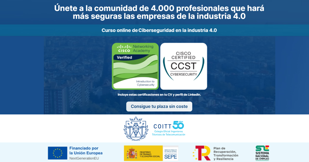 Formación gratuita para colegiados: «Ciberseguridad avanzada en entornos de las tecnologías de la operación»