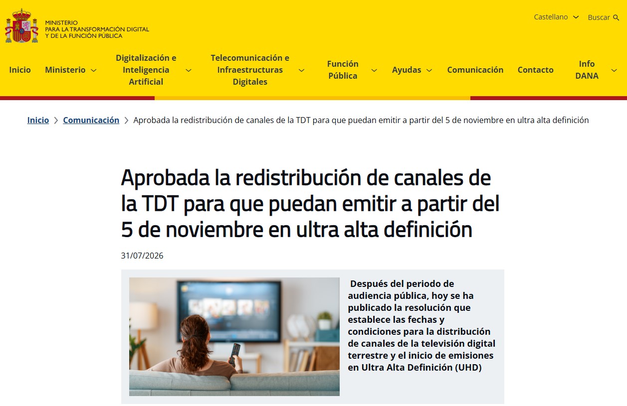 La TDT inicia una nueva etapa con la llegada de las emisiones en Ultra Alta Definición