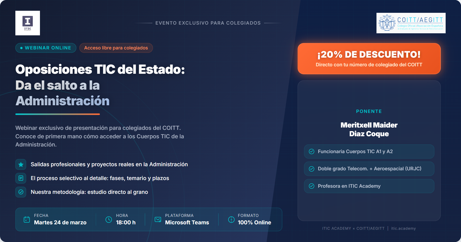 COITT/AEGITT e ITIC Academy lanzan un ciclo de webinars para preparar el acceso a los Cuerpos TIC del Estado